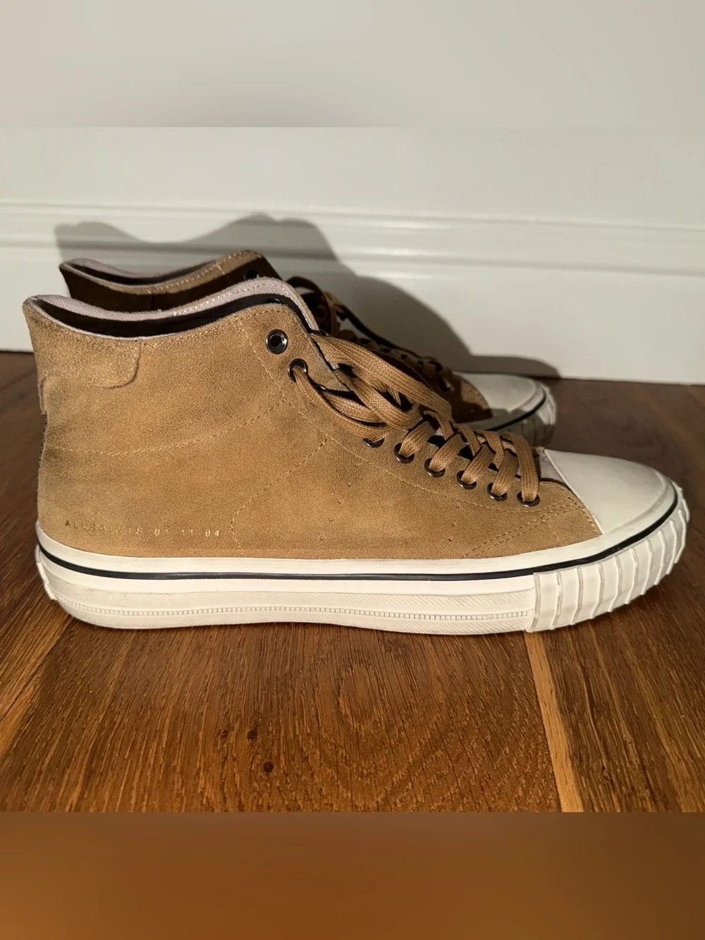 All Saints Men’s Lewis High-Top Suede Sneakers in Brown - in brand new condition